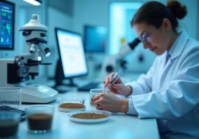 研究室で分析される土壌サンプルの写真